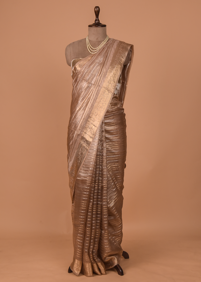 Bronze Tissue Embroidered Saree