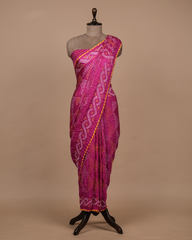 Pink Gajji Silk Bandhani Saree