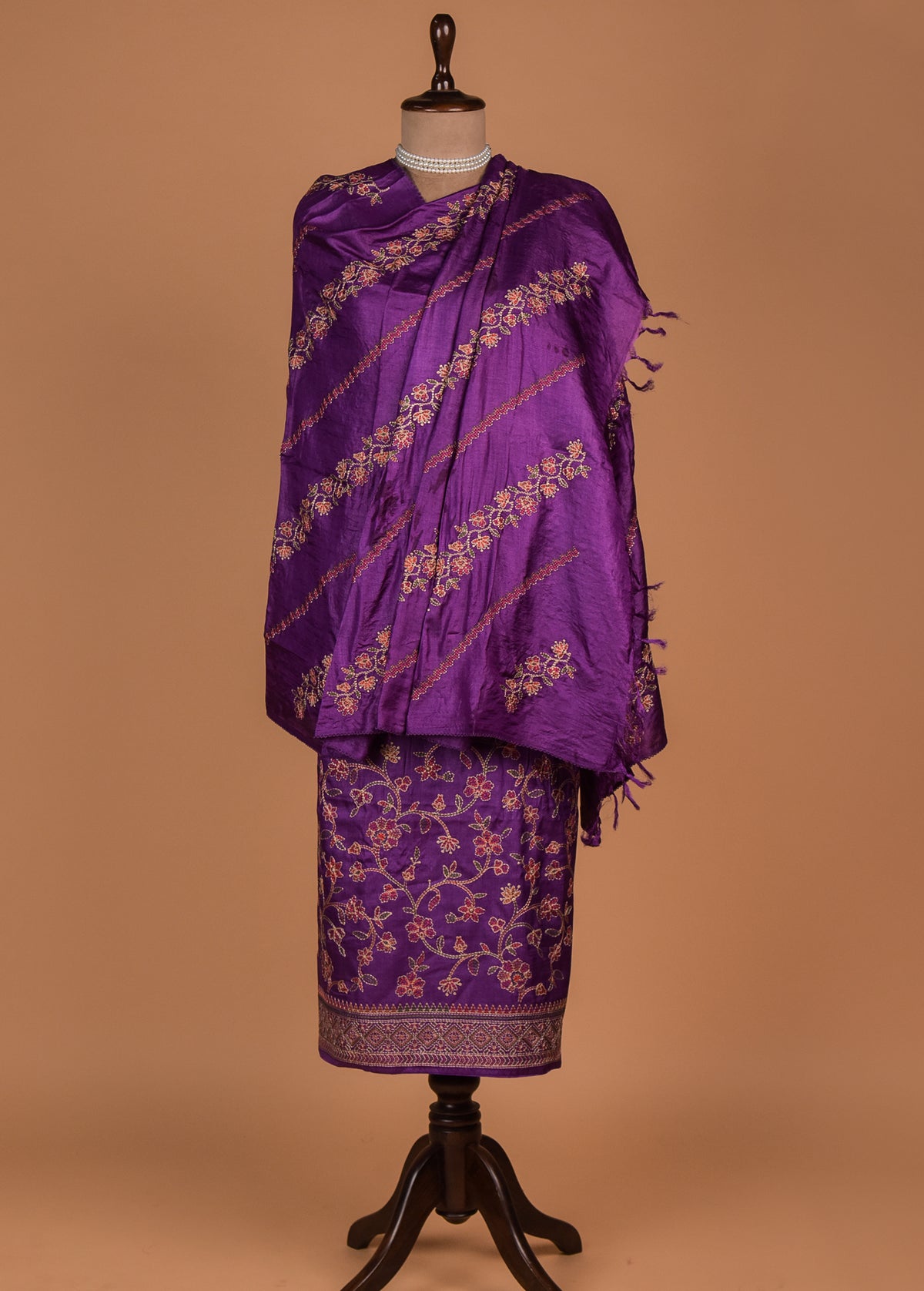 Purple Tussar Dress Material