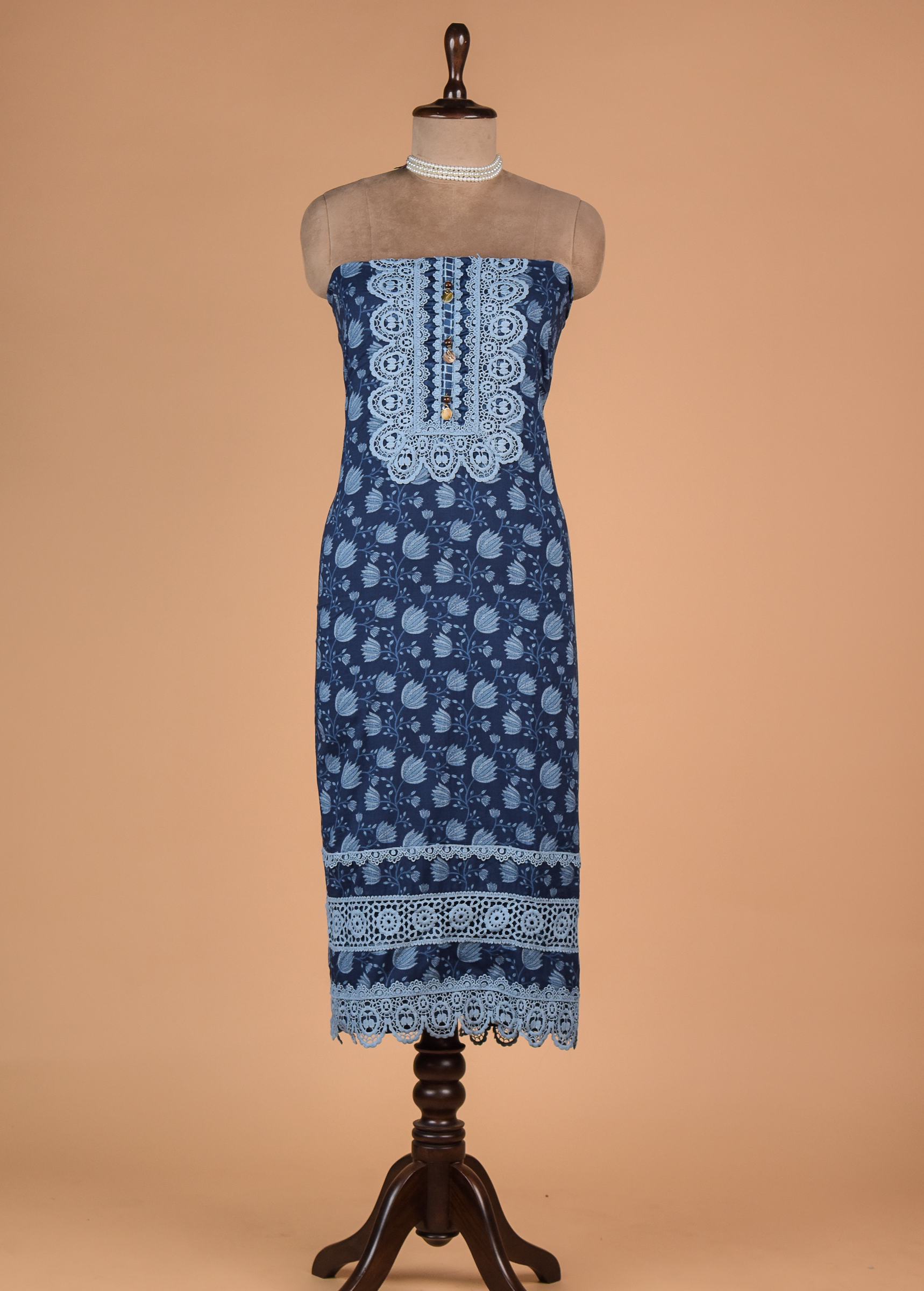 Blue Cotton Dress Material