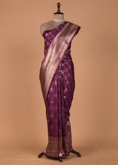 Wine Art Silk Kanjeevaram Saree