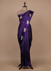 Purple  Crepe Silk Banarasi Saree