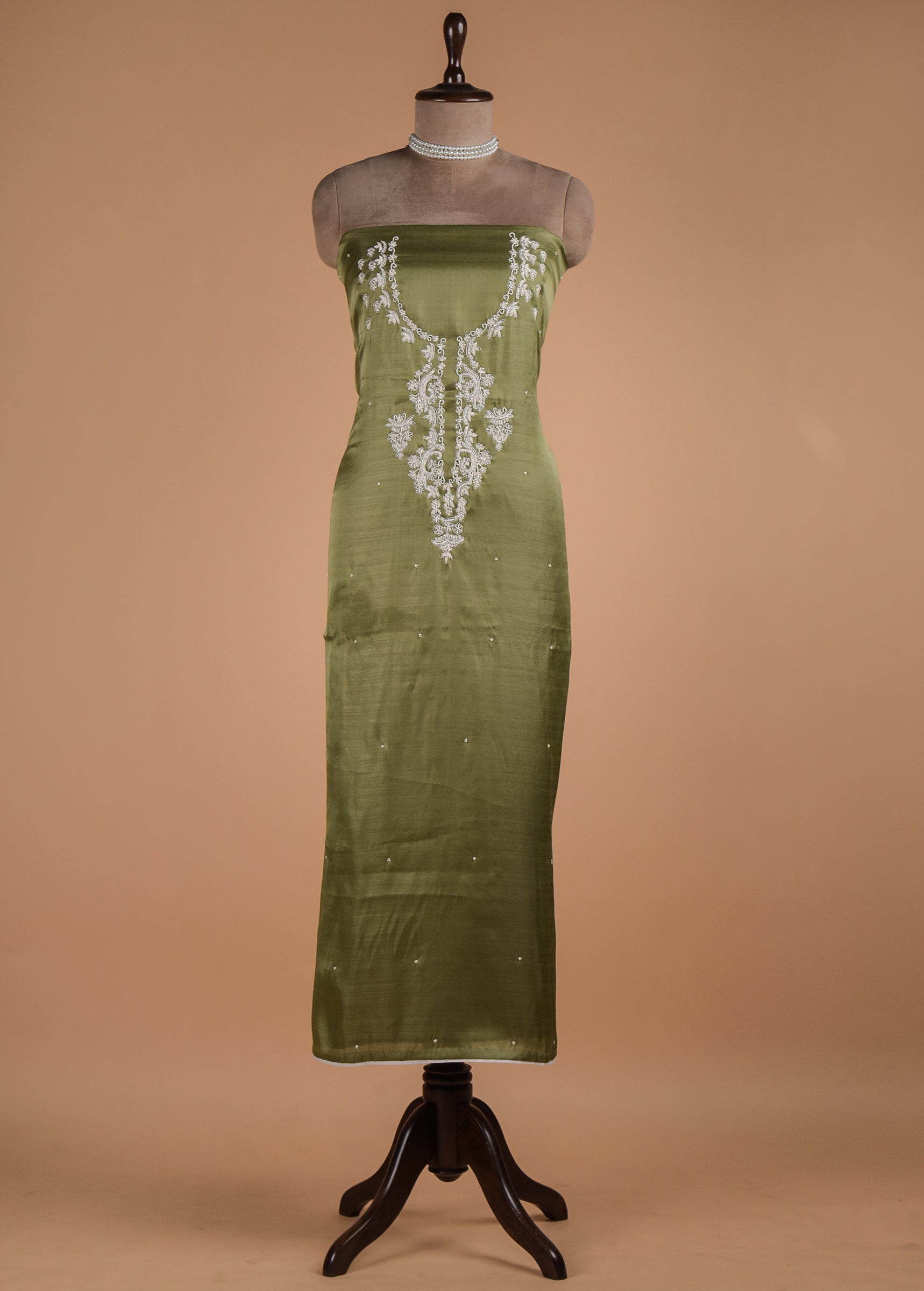 Green Cotton Silk Dress Material