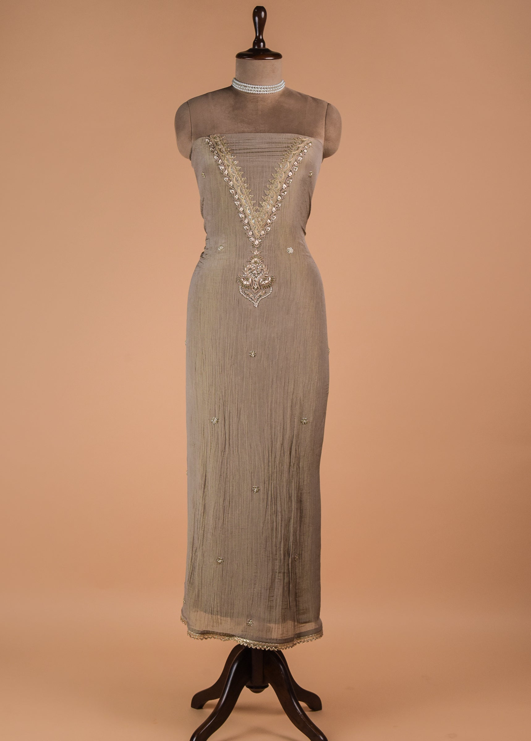Gold Tissue Georgette Dress Material
