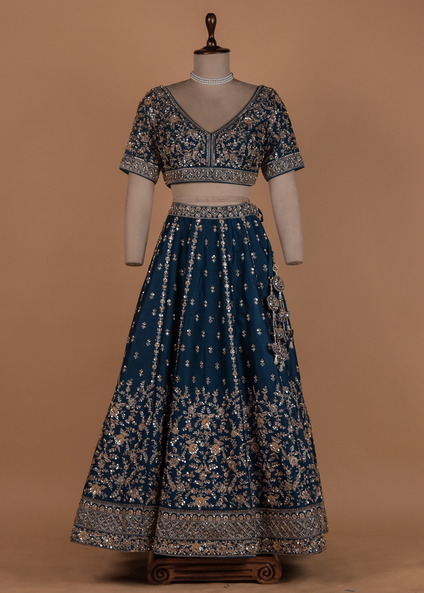 Blue Crepe Silk Lehenga