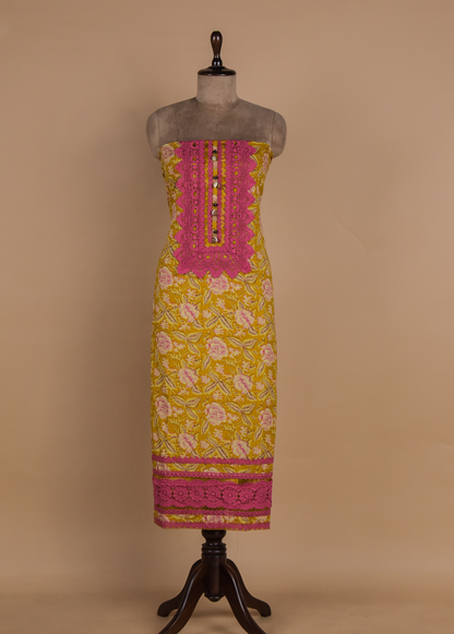 Yellow Chanderi Dress Material