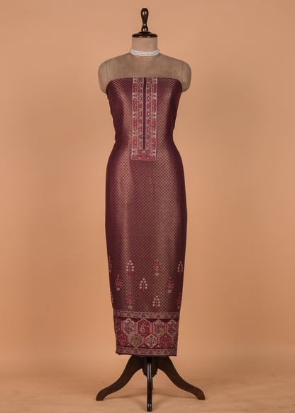 Wine Pashmina Dress Material