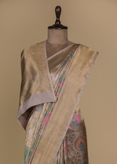 Beige Silk Banarasi Saree