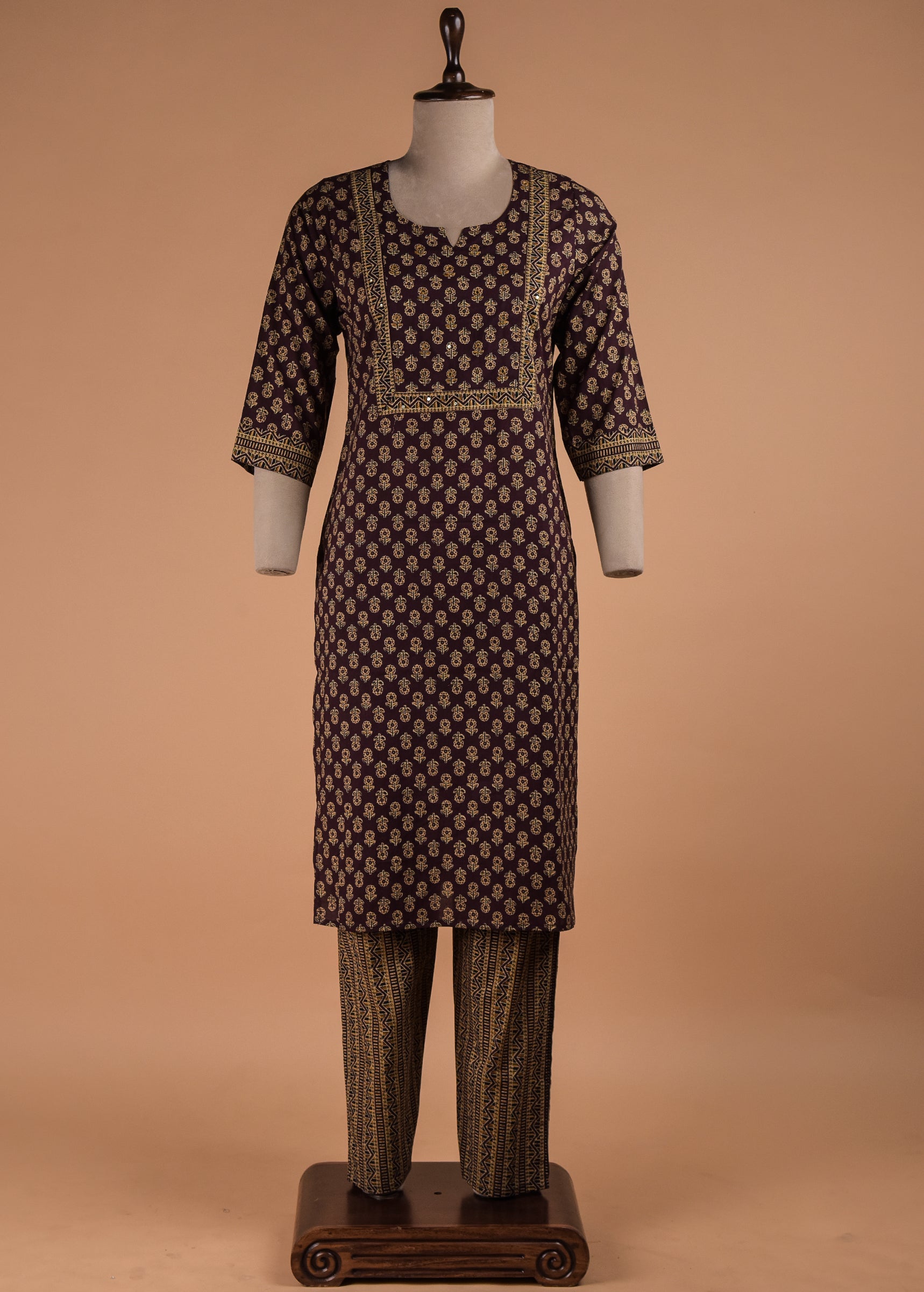 Purple Cotton Straight Set