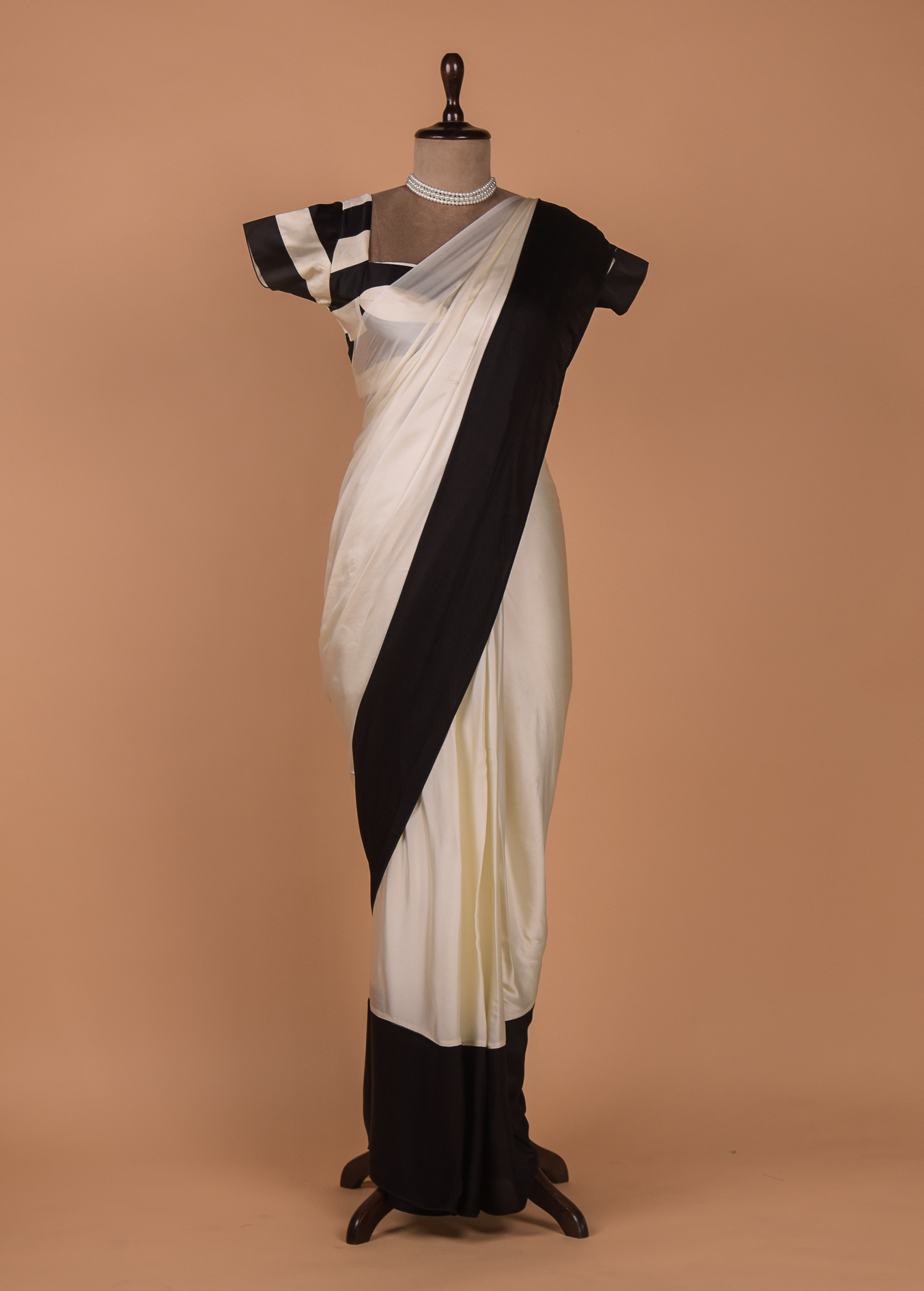 White Crepe Embroidered Saree