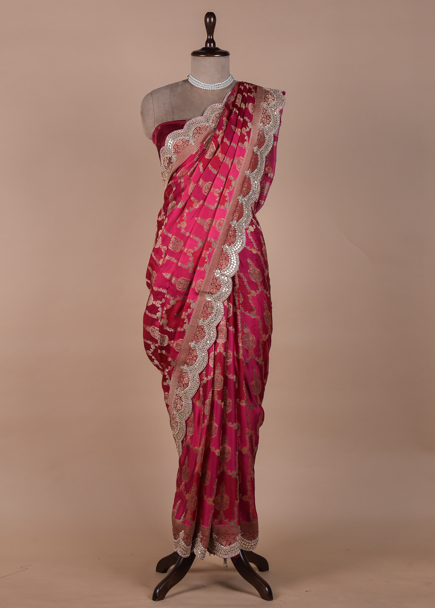 Red Moroccan Silk Embroidered Saree