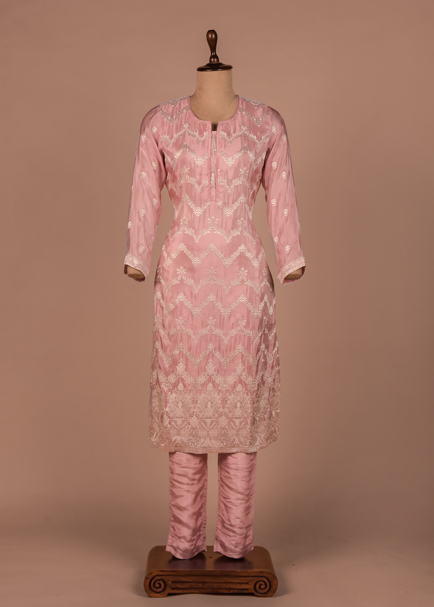 Pink Tissue Georgette Straight Set