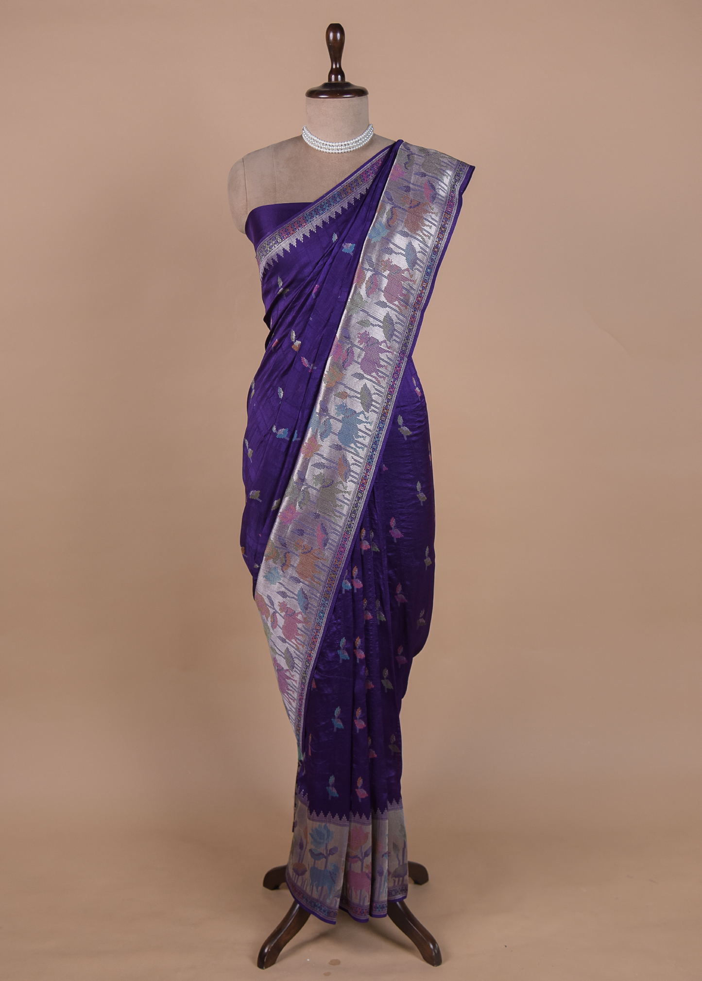 Purple Art Tussar Georgette Banarasi Saree