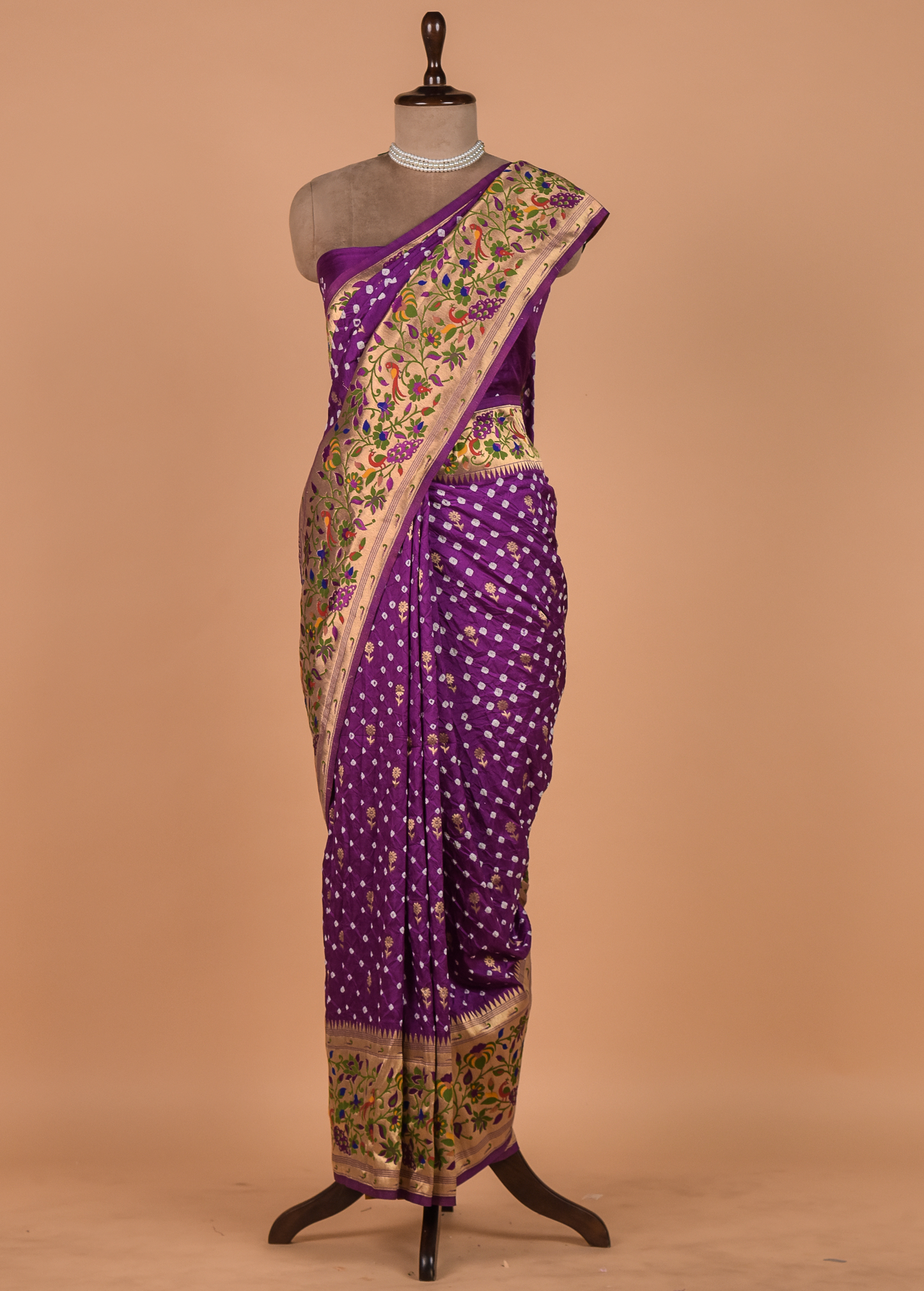 Purple Gajji Silk Bandhani Saree