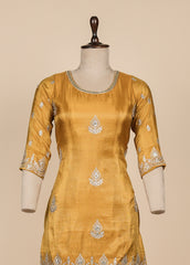 Yellow Crepe Silk Sharara Set