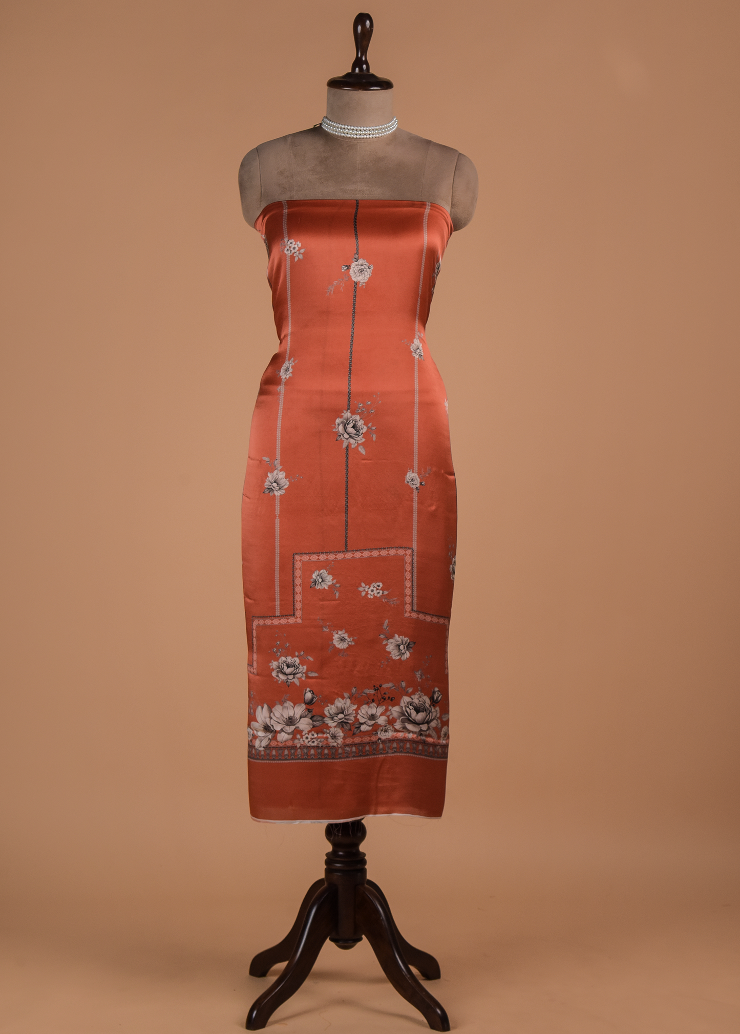 Orange Satin Dress Material