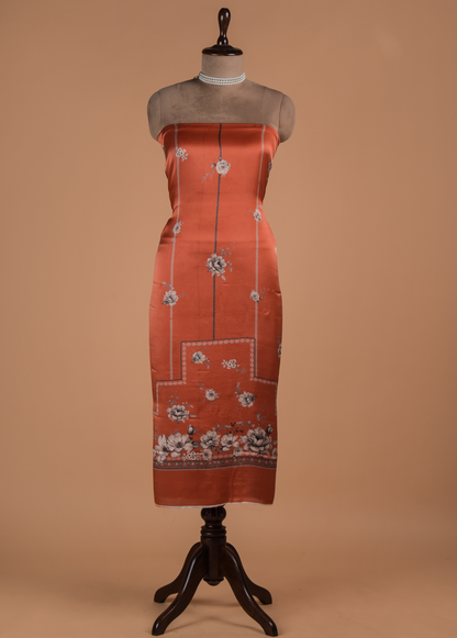 Orange Satin Dress Material