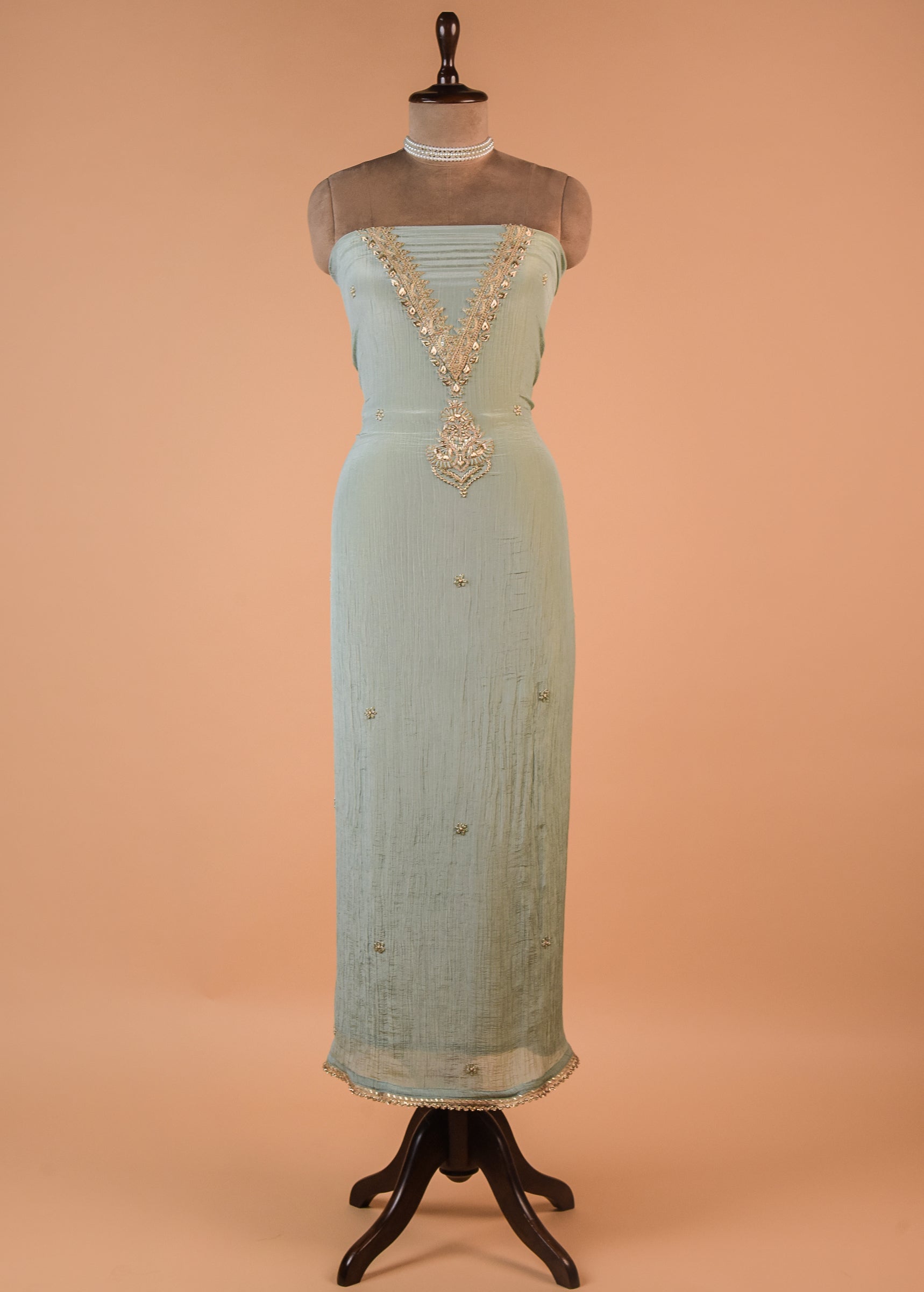 Blue Tissue Georgette Dress Material