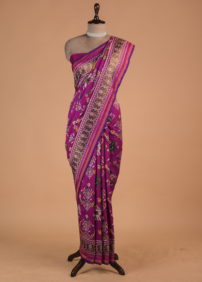 Purple Art Silk Patola Saree
