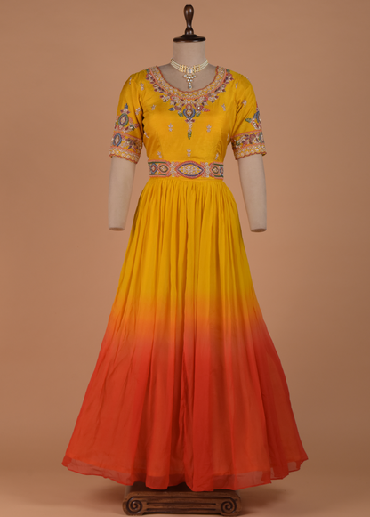 Yellow Georgette Lehenga