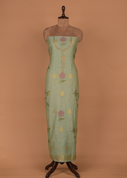 Blue Cotton Silk Dress Material