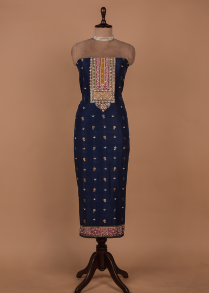 Blue Cotton Silk Dress Material
