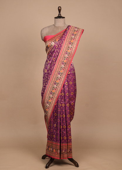 Purple Art Silk Patola Saree