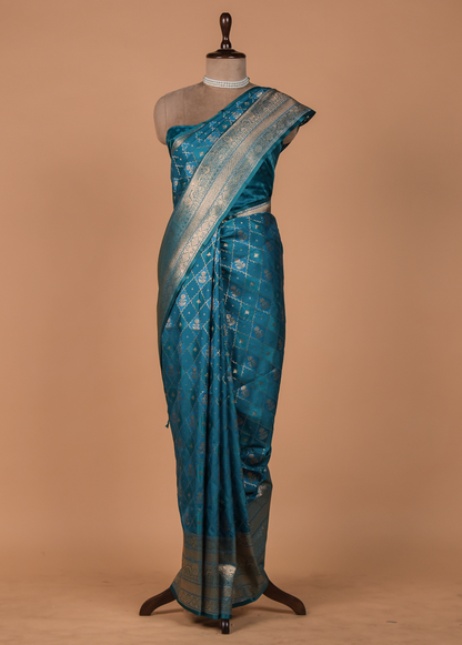 Blue Art Silk Kanjeevaram Saree