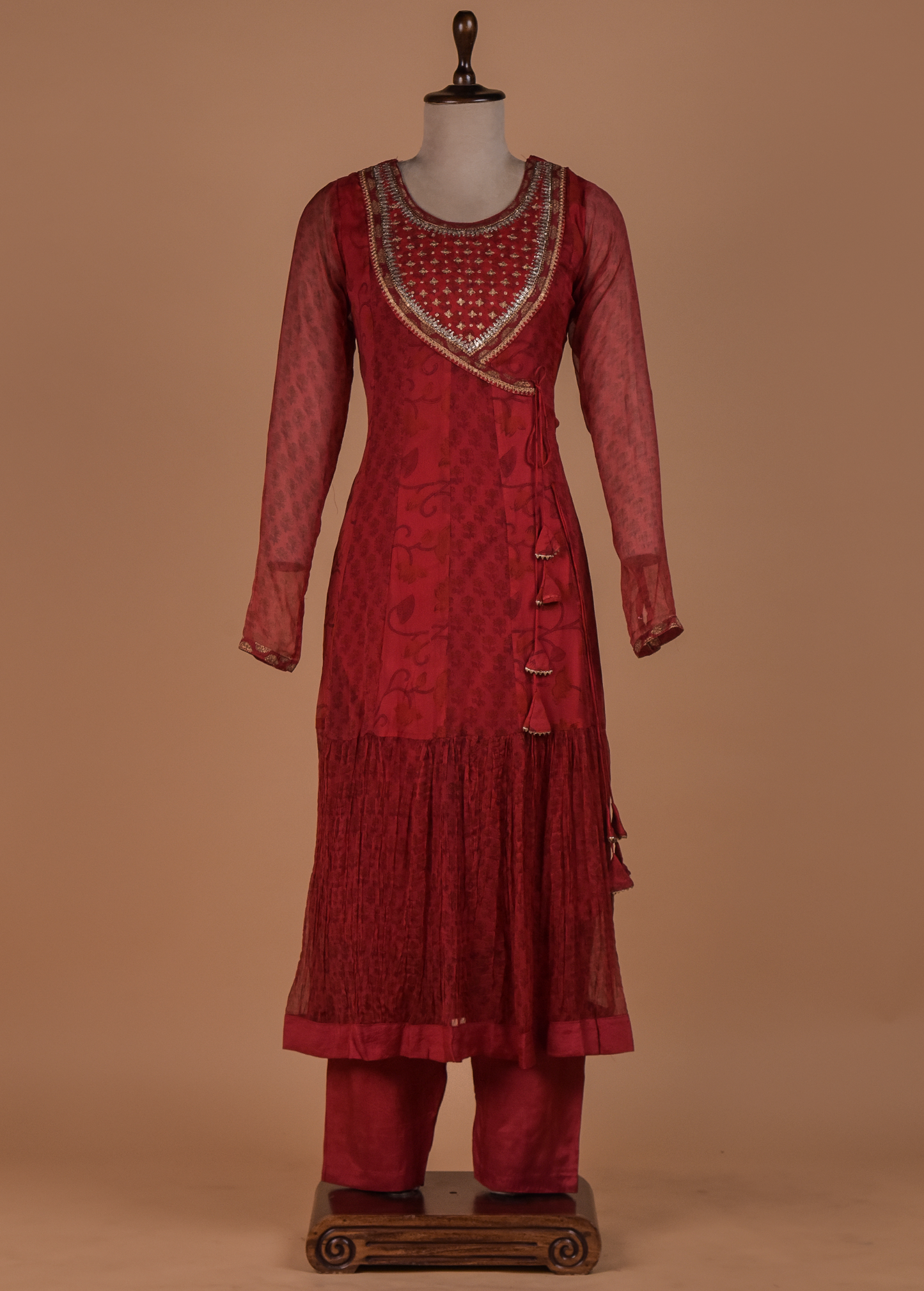 Pink Georgette Angrakha Suit Set