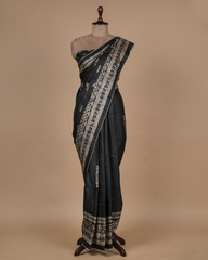 Black Tussar Printed Saree