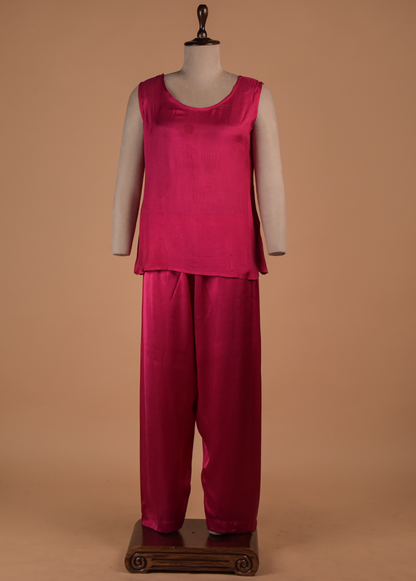 Pink Crepe Silk Coord Set