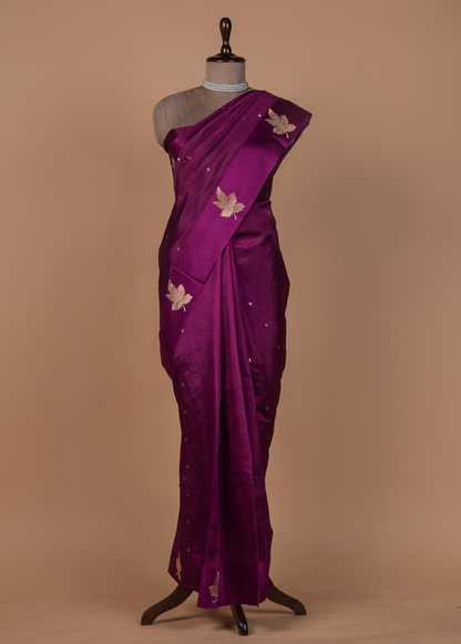 Purple Silk Banarasi Saree