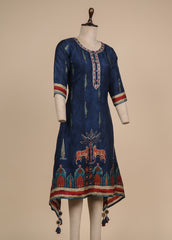 Blue Cotton Silk Kurti