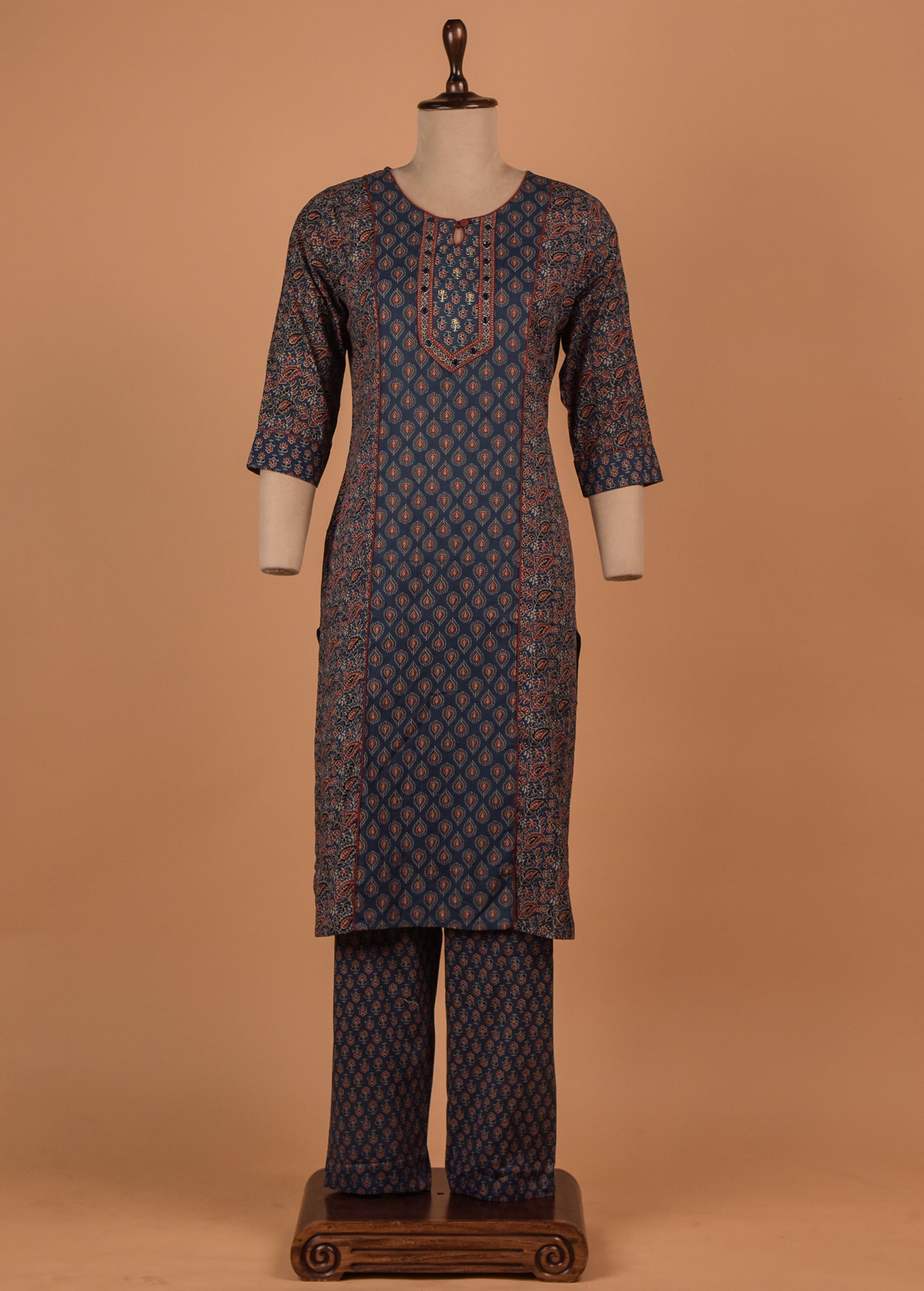 Blue Cotton Straight Set