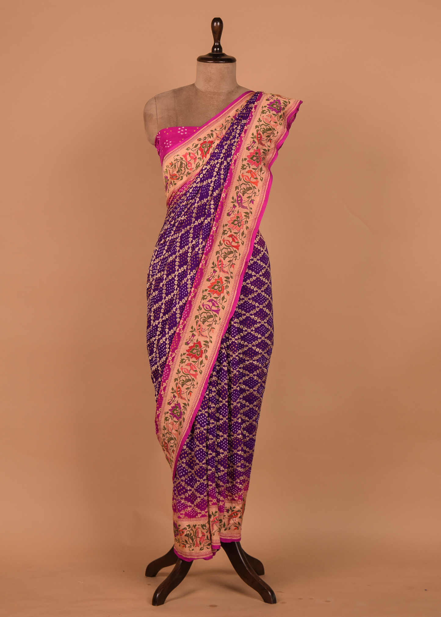 Purple Georgette Bandhani Saree