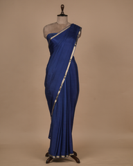 Blue Crepe Saree