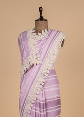 Purple Linen Cotton Saree