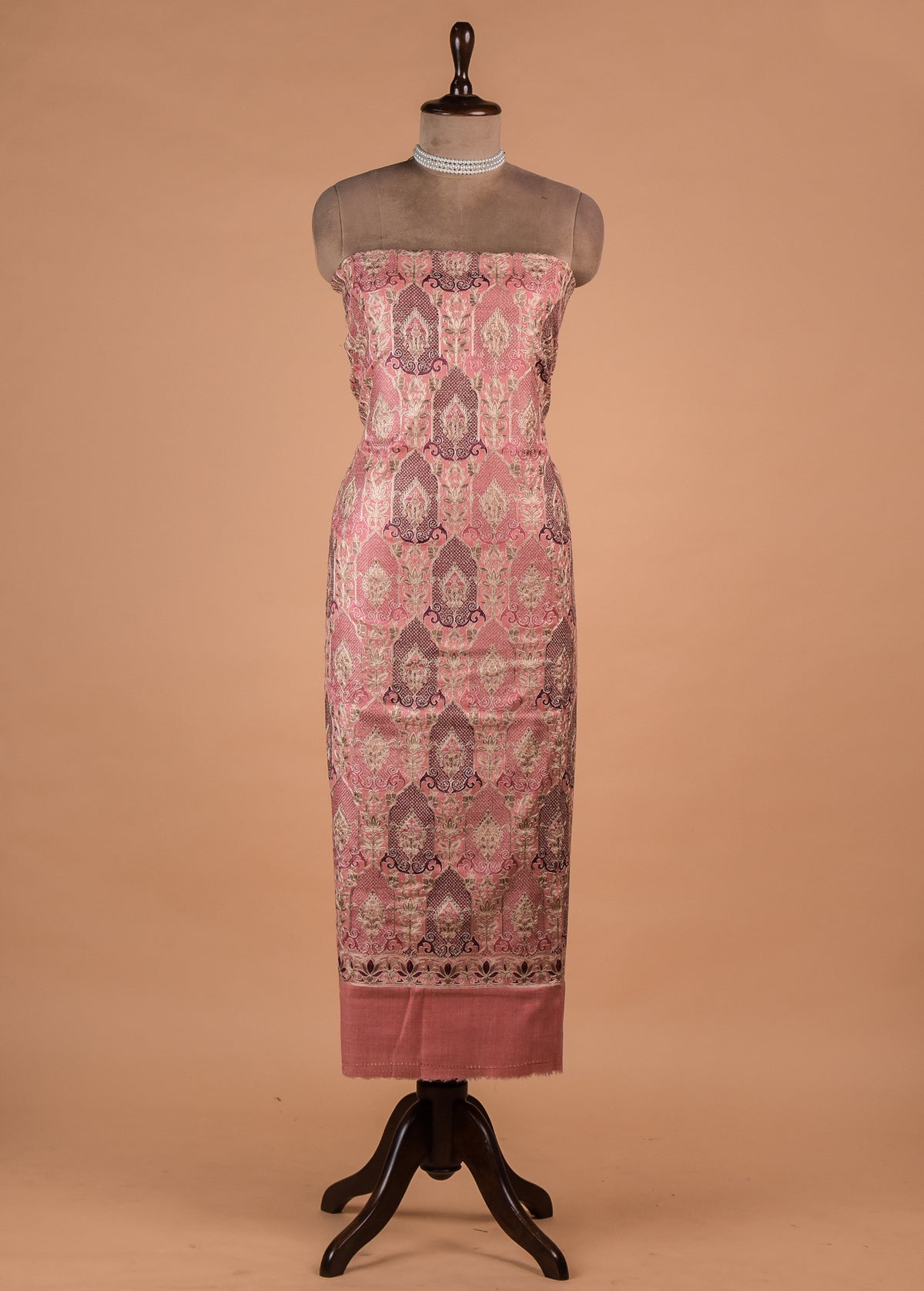 Peach Pashmina Dress Material