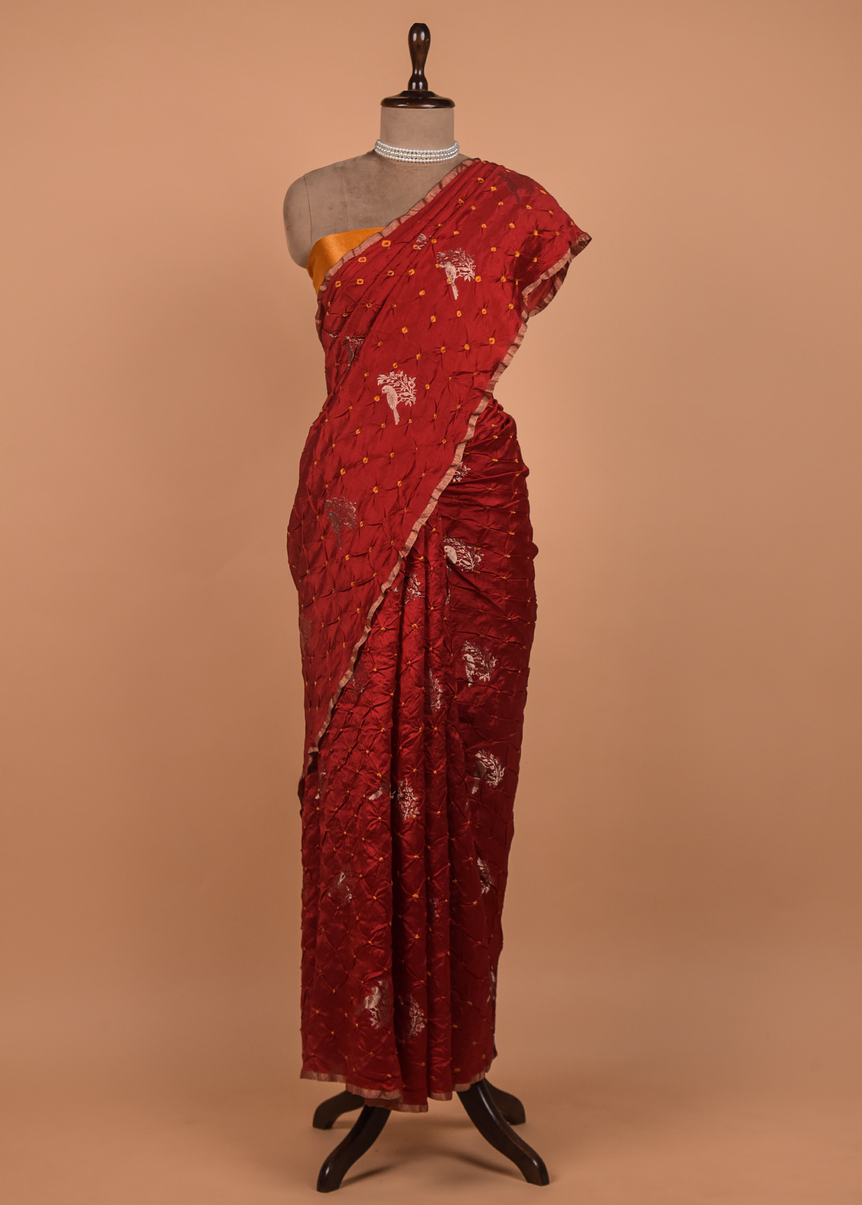 Red Gajji Silk Bandhani Saree