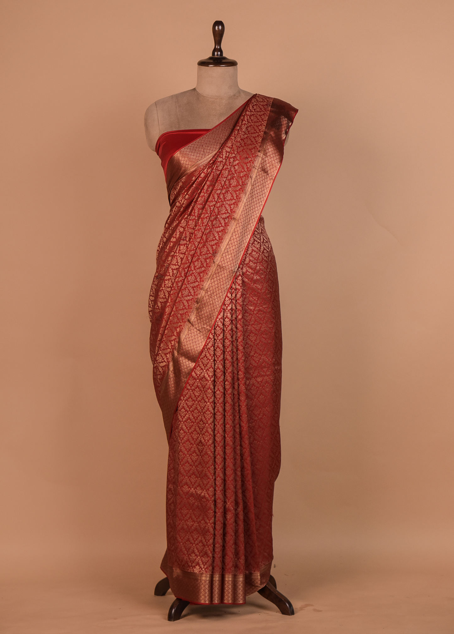 Red Crepe Silk Banarasi Saree