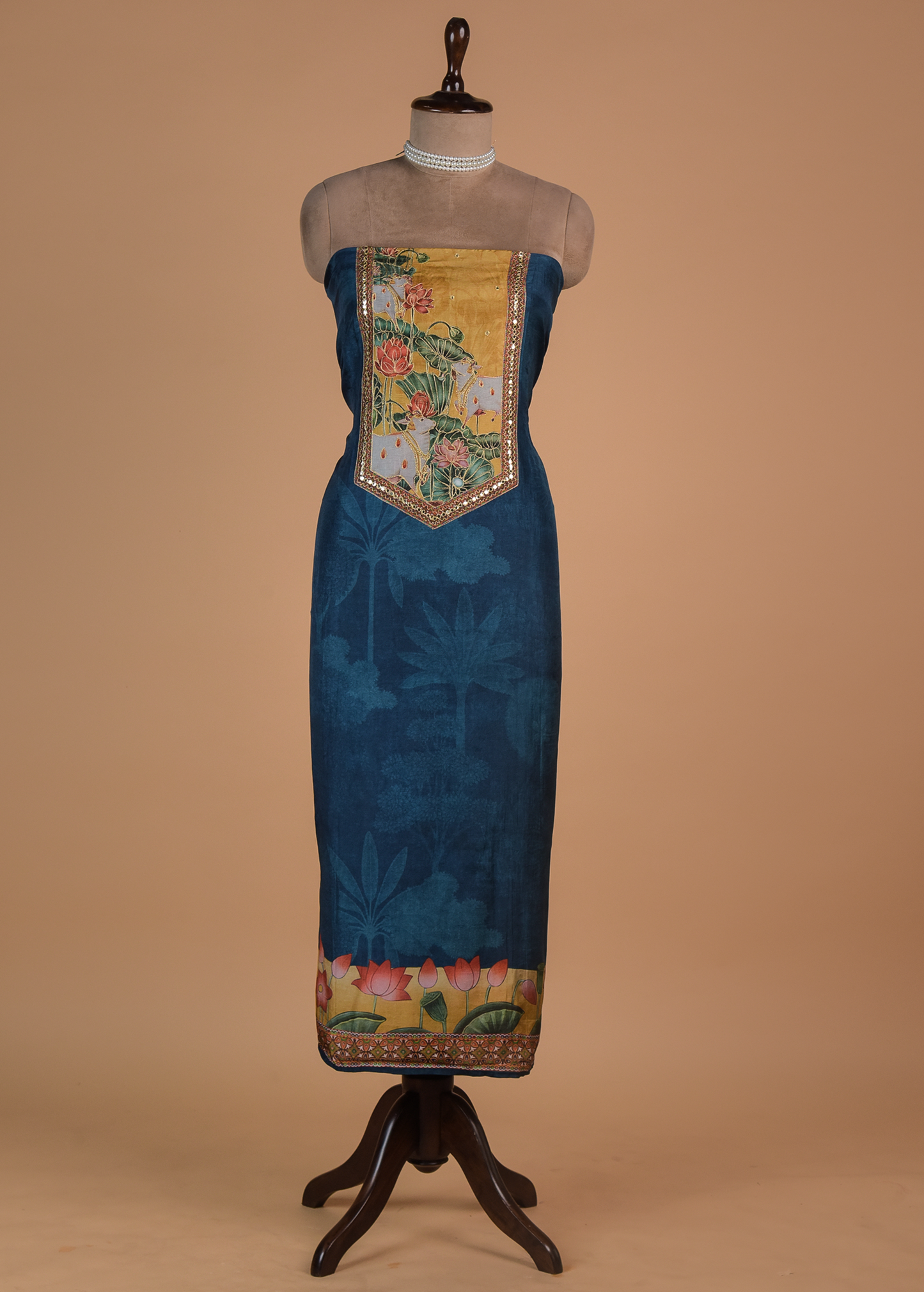 Multicoloured Crepe Dress Material