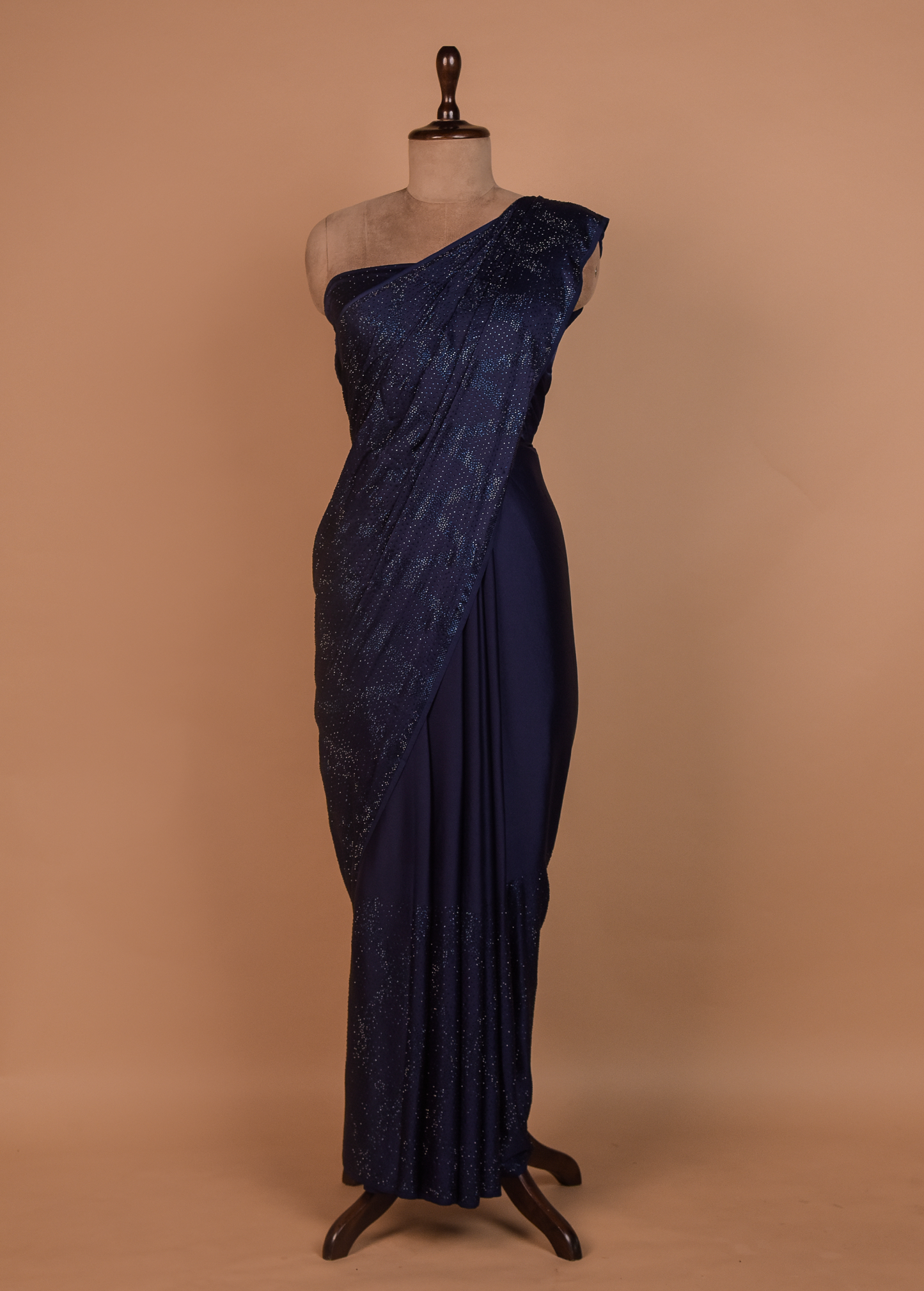 Blue Satin Embroidered Saree