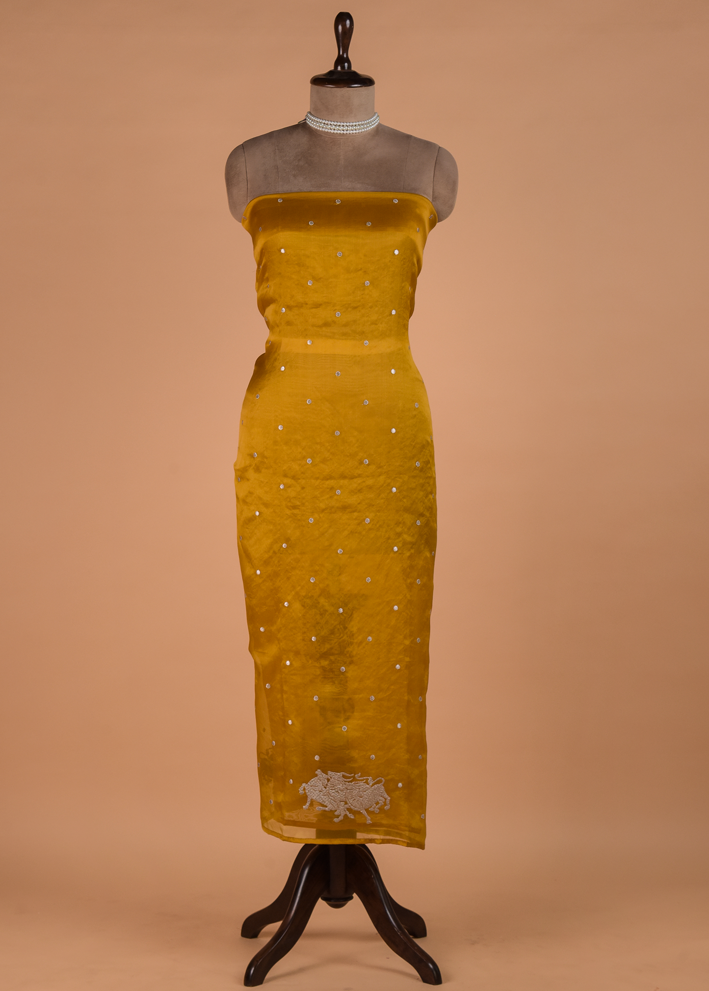 Yellow Cotton Silk Dress Material - Image 3 | Greenways Delhi