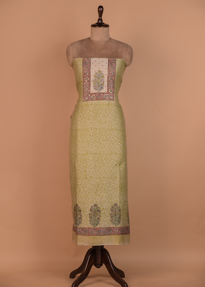 Green Cotton Dress Material