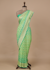 GreenGeorgette Bandhani Saree