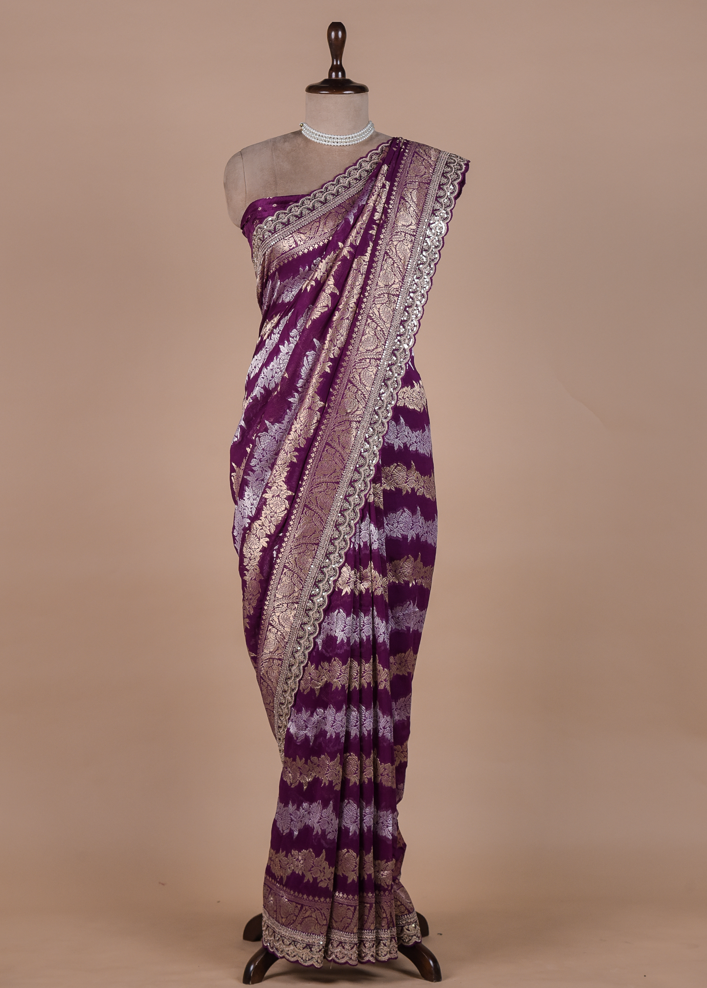 Purple Dola Silk Embroidered Saree