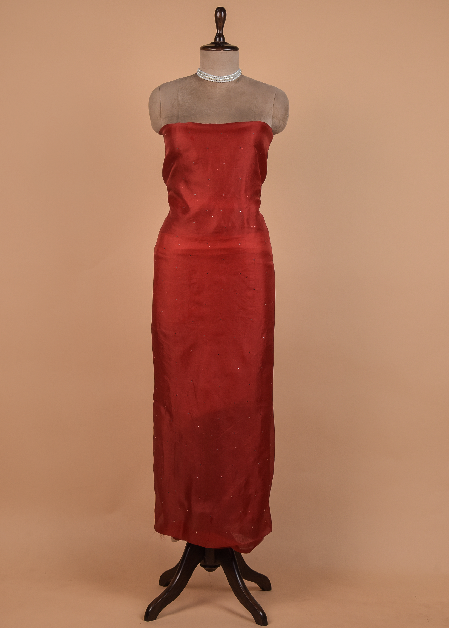 Red Cotton Silk Dress Material