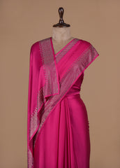 Pink Crepe Embroidered Saree