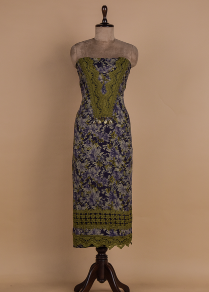 Blue Chanderi Dress Material