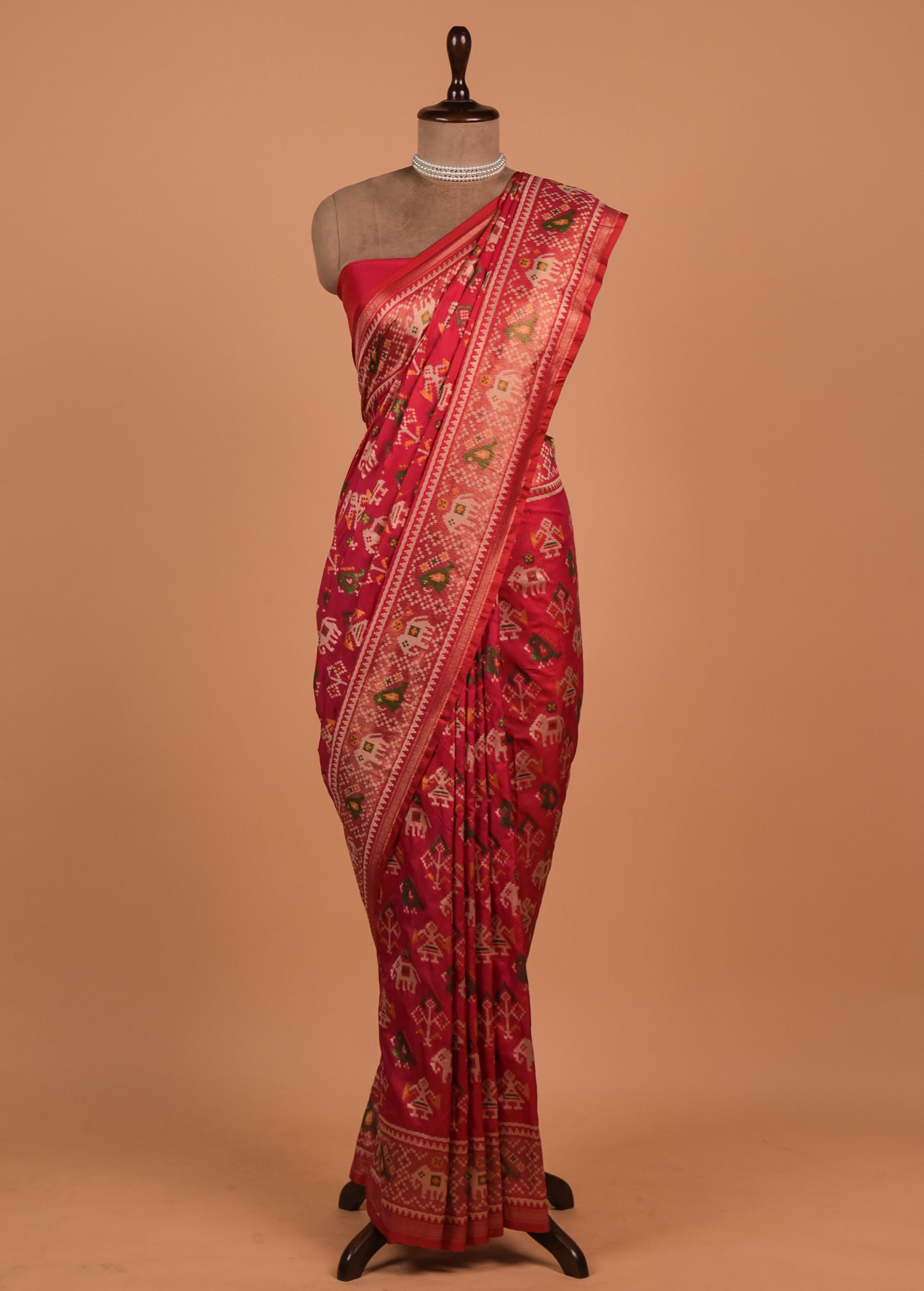 Pink Art Silk Patola Saree